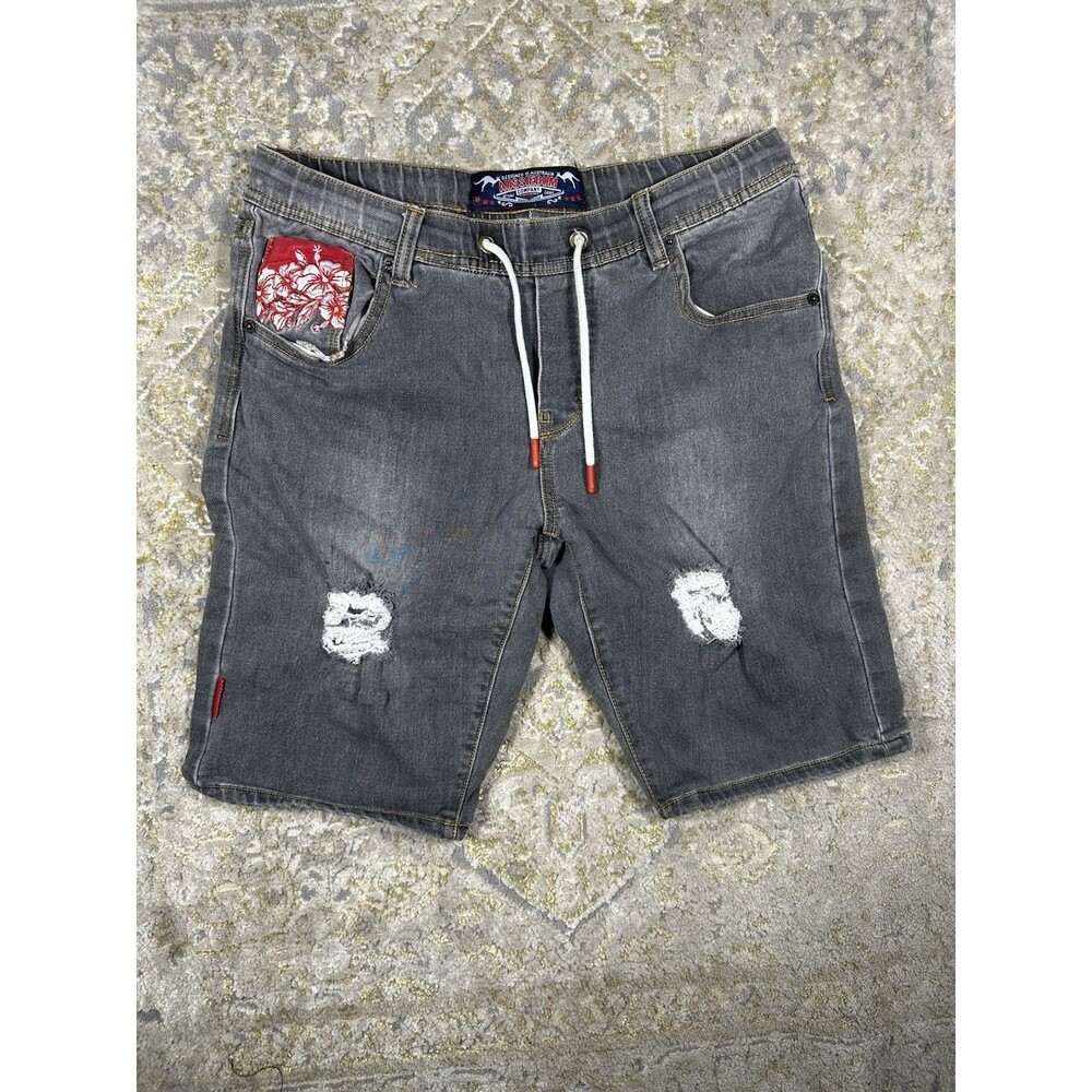 aussieBum Limited Edition Men's Gray Distressed Denim Hybrid Jogger Shorts